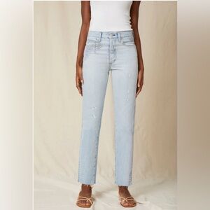 Anthropologie AMO Women's Loverboy Cloudy Embroidered High Rise Straight 31” NWT